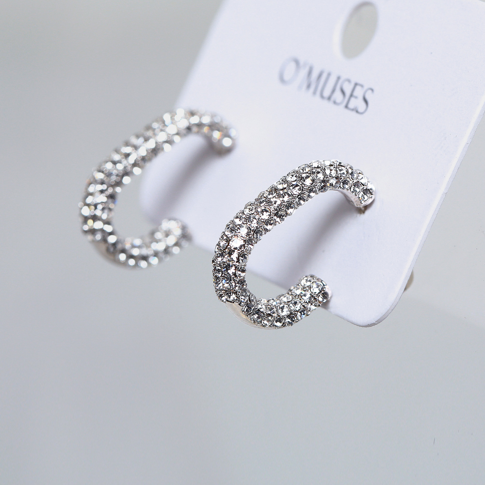 馬蹄形亮鑽針式耳環1206913K100銀飾