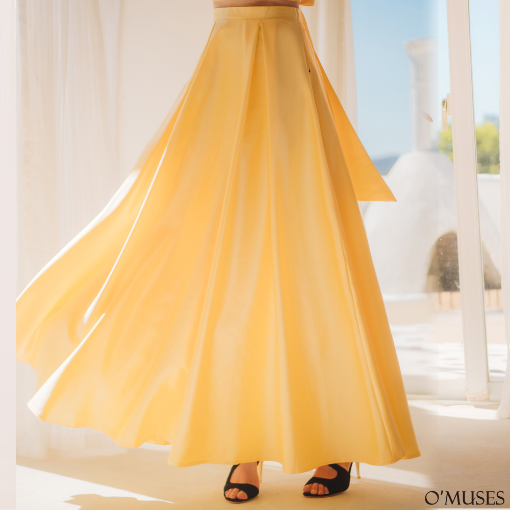 手工婚紗緞黃色長裙13-32204