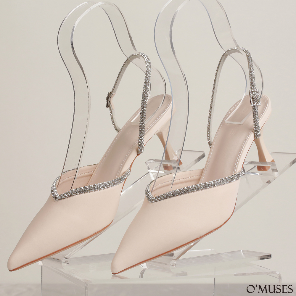 尖頭鑽石帶子兩穿貓跟鞋2-799