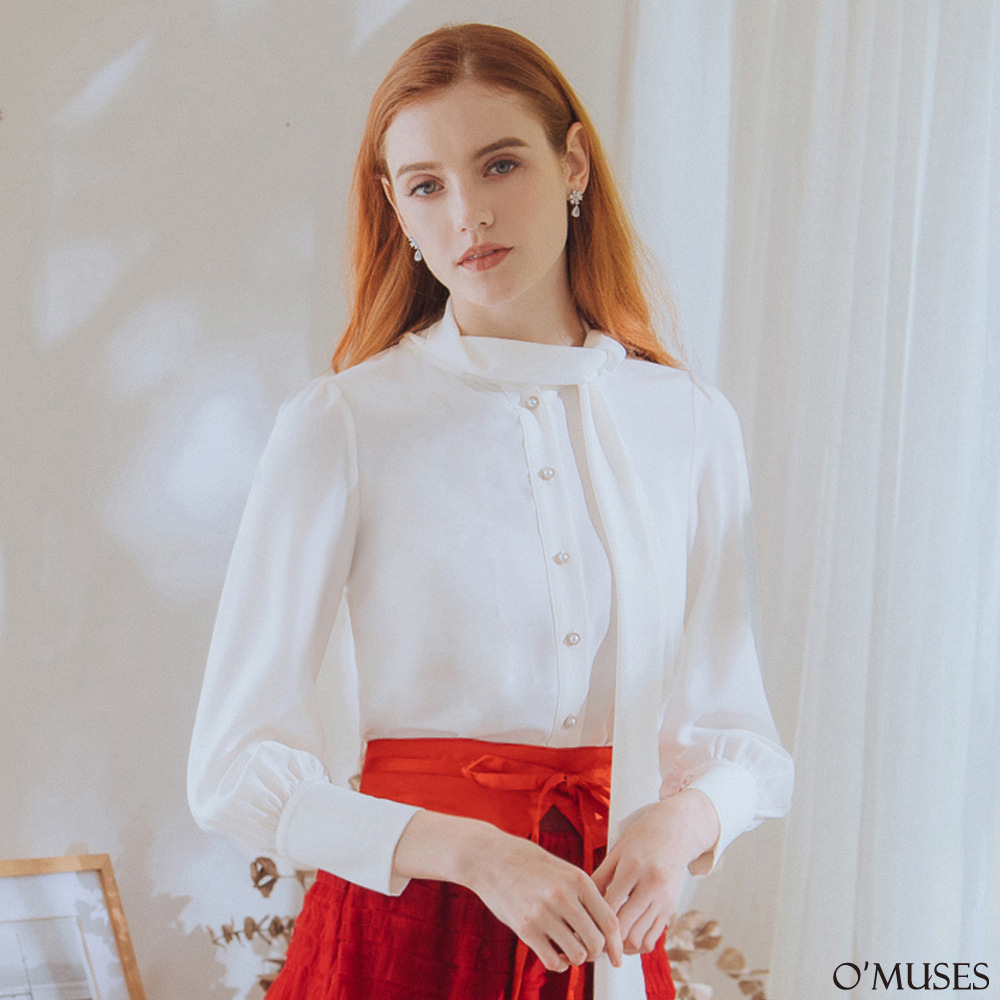 雪紡白色襯衫上衣12-7110