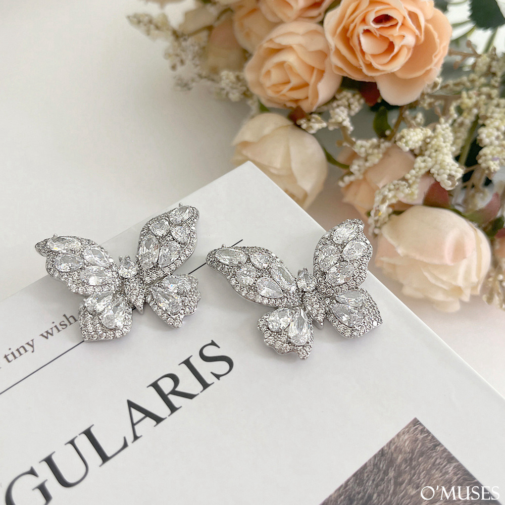 鋯石蝴蝶針式耳環1297699K002銀飾