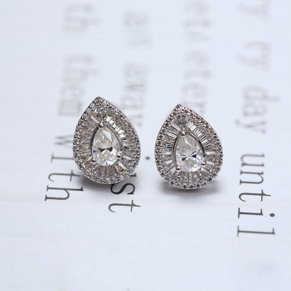 莫桑石水滴針式耳環YA29528S0 銀飾