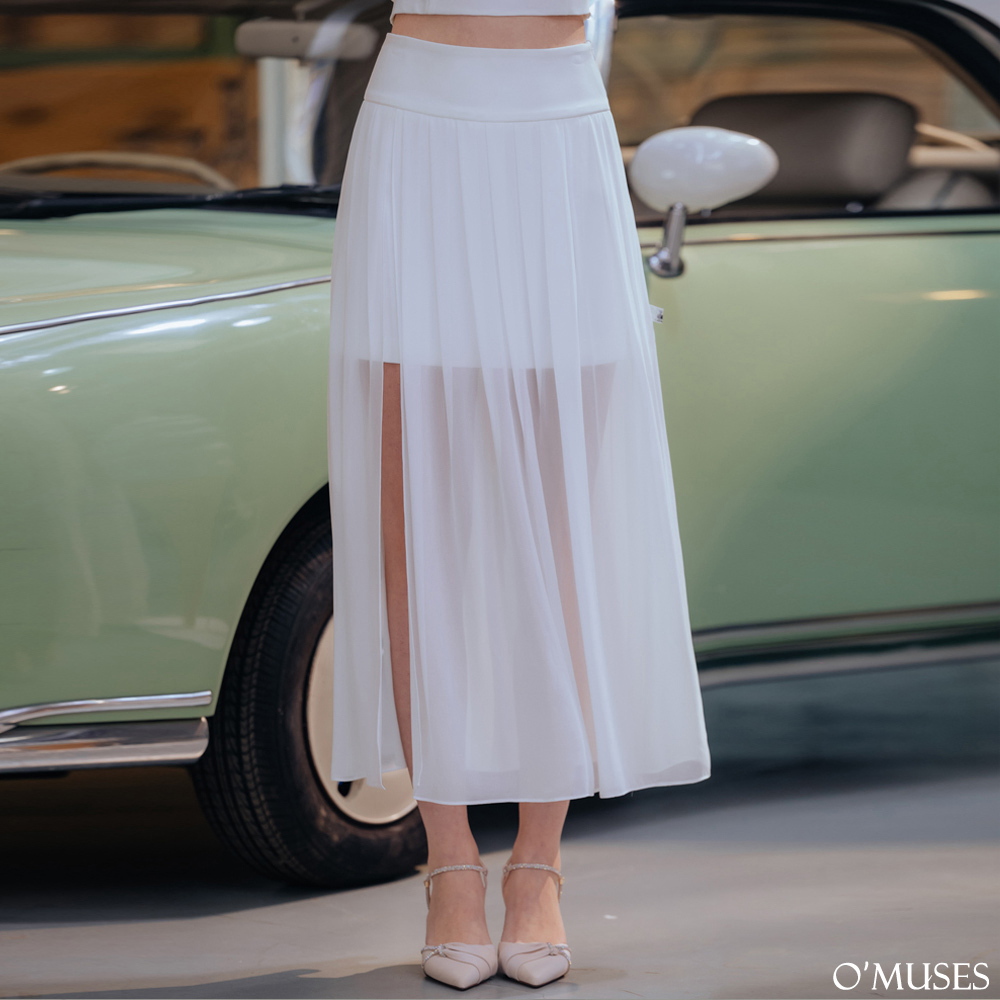 百褶雪紡白色仙女長裙13-Y006