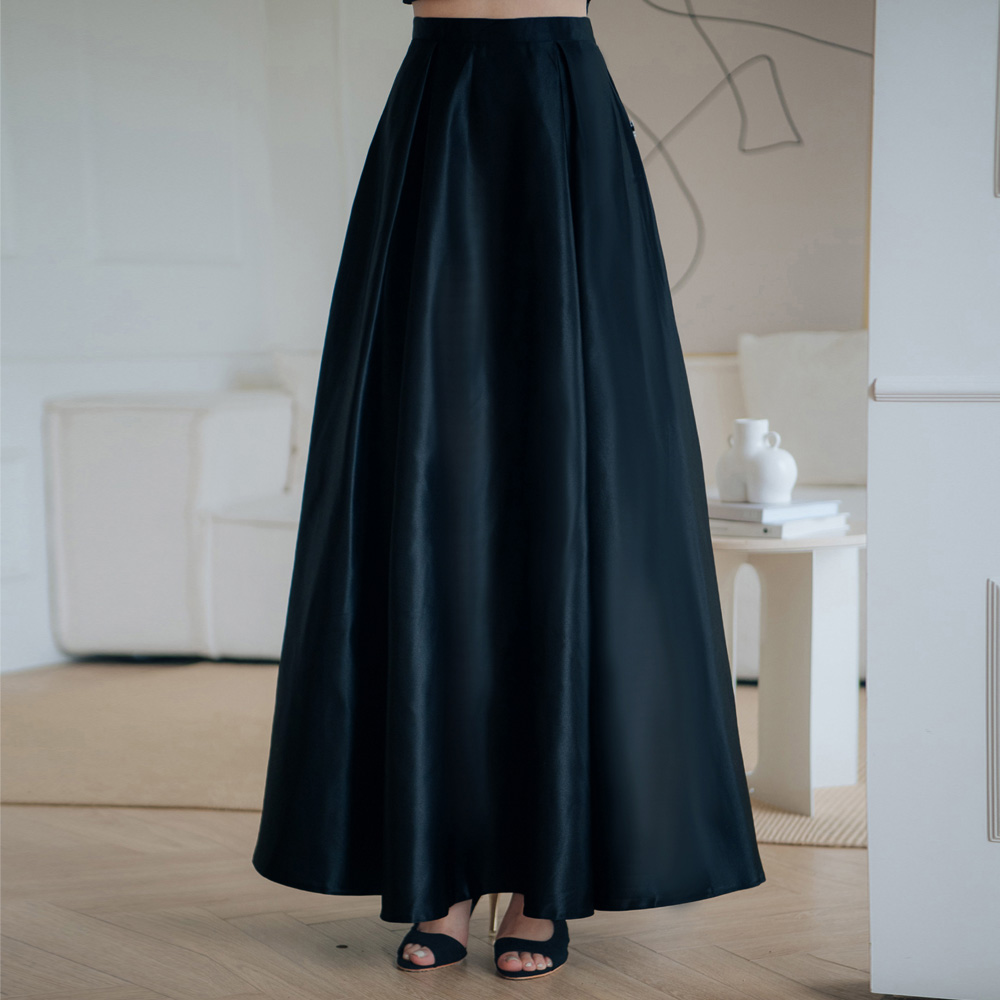 手工婚紗緞黑色長裙13-32204