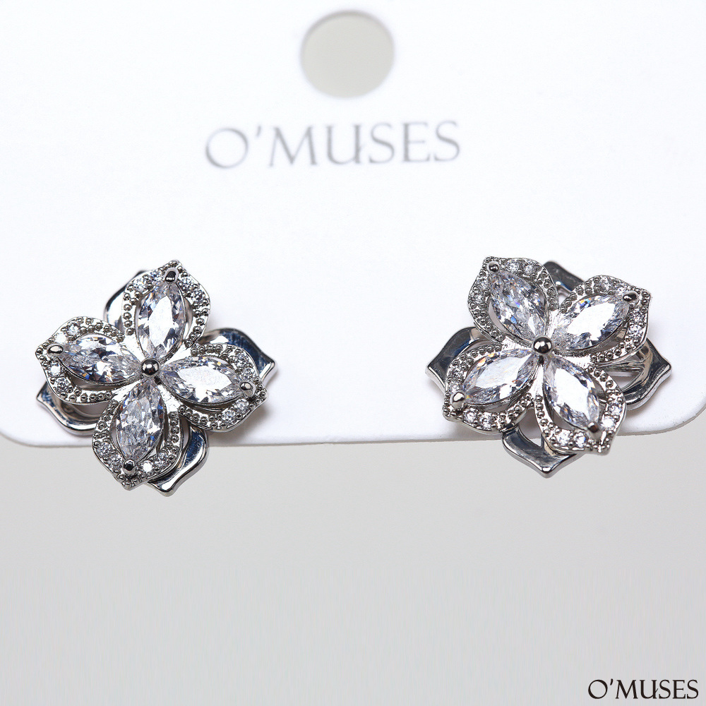 幸運草亮鑽針式耳環1214299K001銀飾