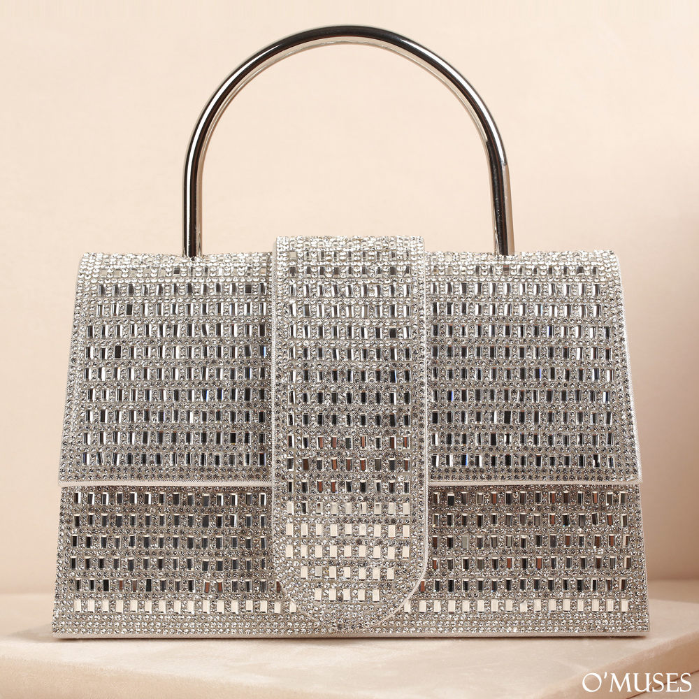 鑽石銀色手拿側背晚宴包27-J50086-1