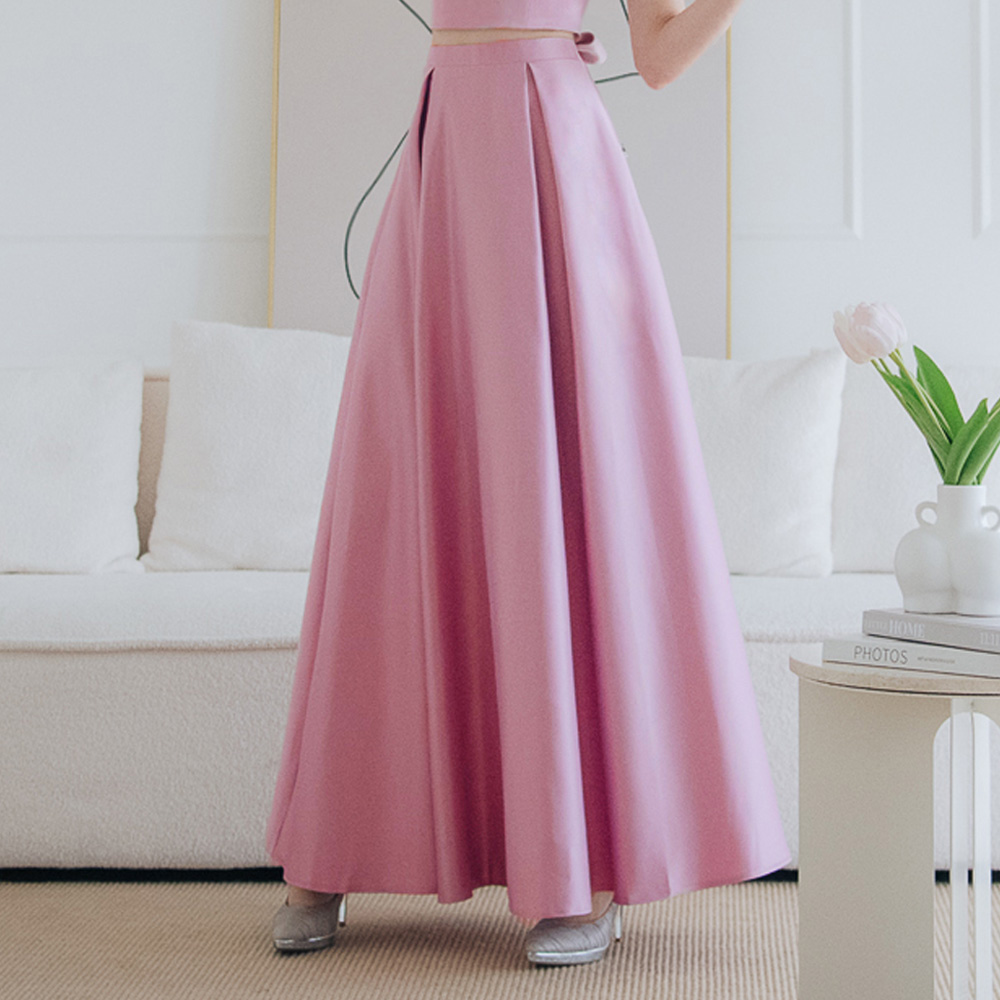 手工婚紗緞粉色長裙13-32204