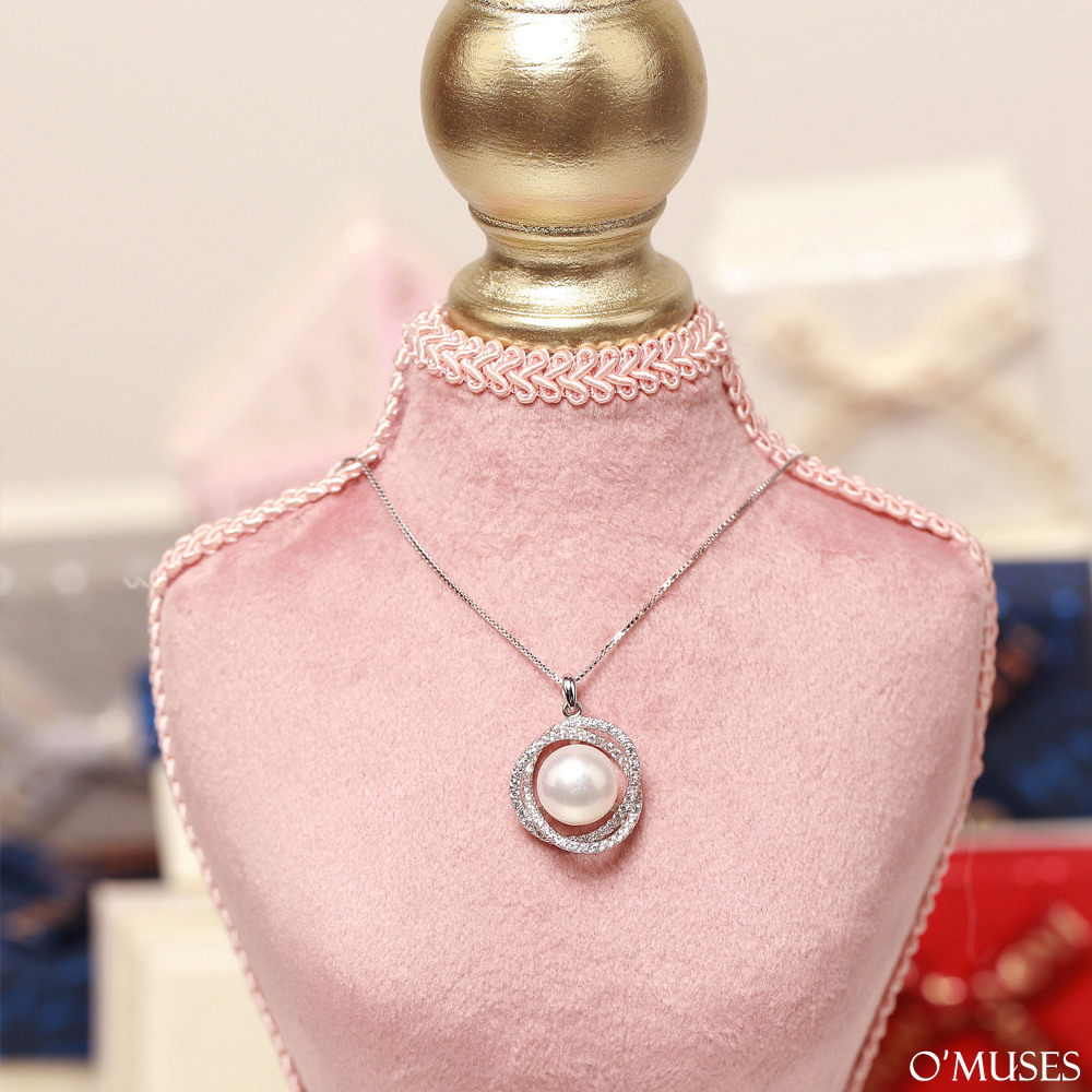 花苞淡水真珠銀飾項鍊21-7665