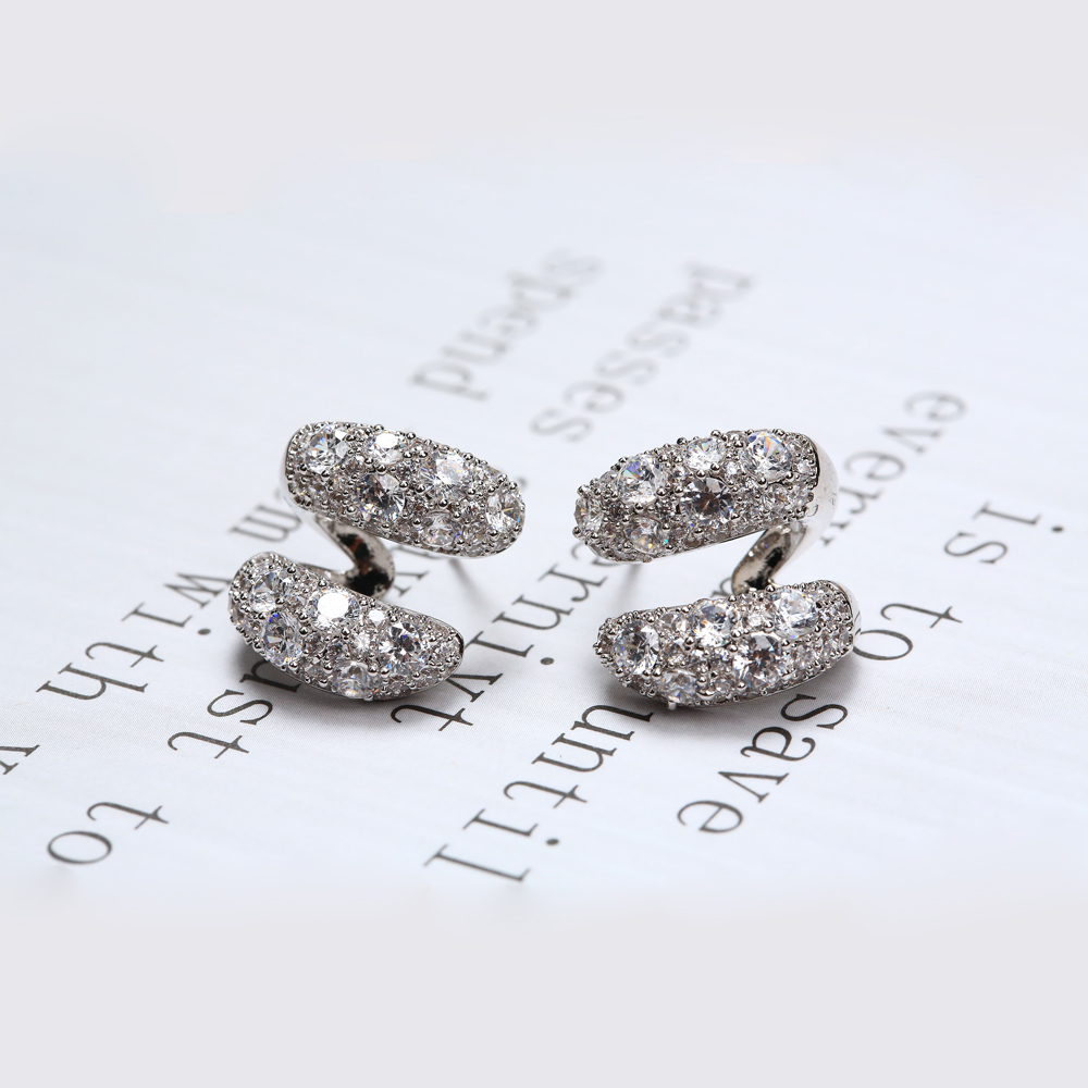 雙圈鑲鑽針式耳環1166261K002 銀飾