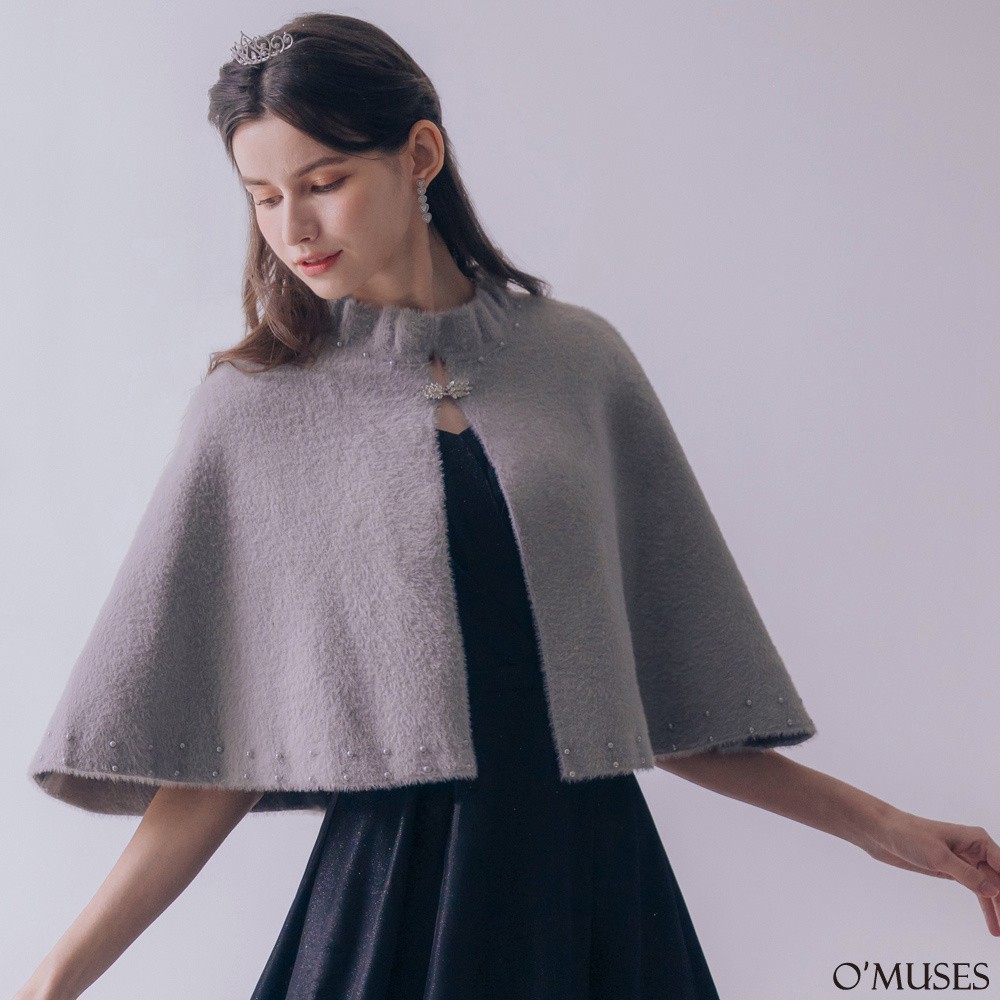 珍珠灰色斗篷披肩罩衫外套11-D802