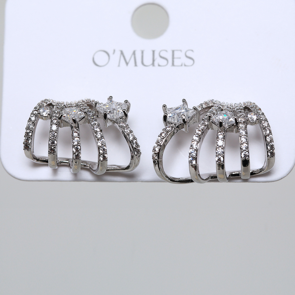 星星五圈亮鑽針式耳環1313213K116銀飾