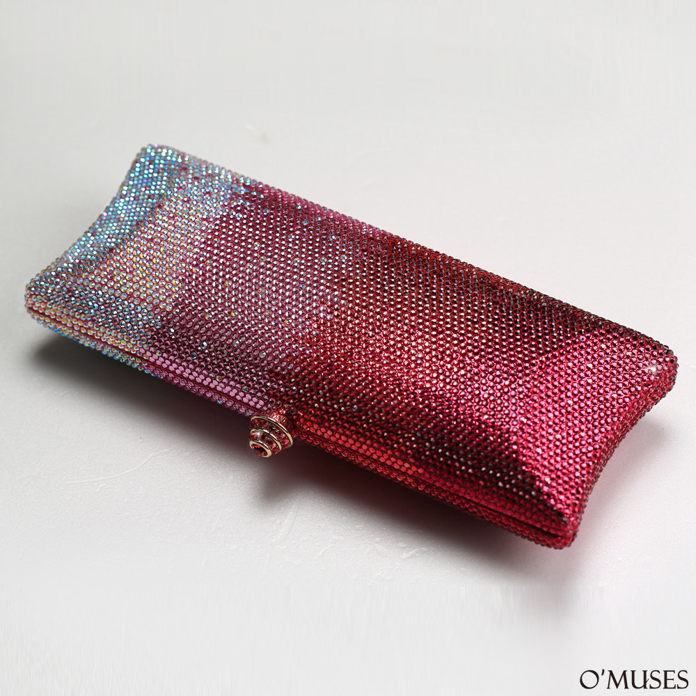 漸層滿鑽手拿側背粉色硬殼晚宴包27-9201