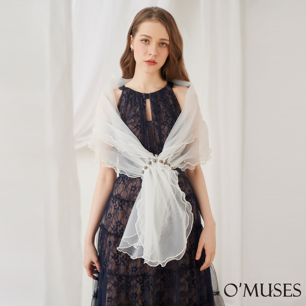 雙層歐根紗珍珠披肩11-5805