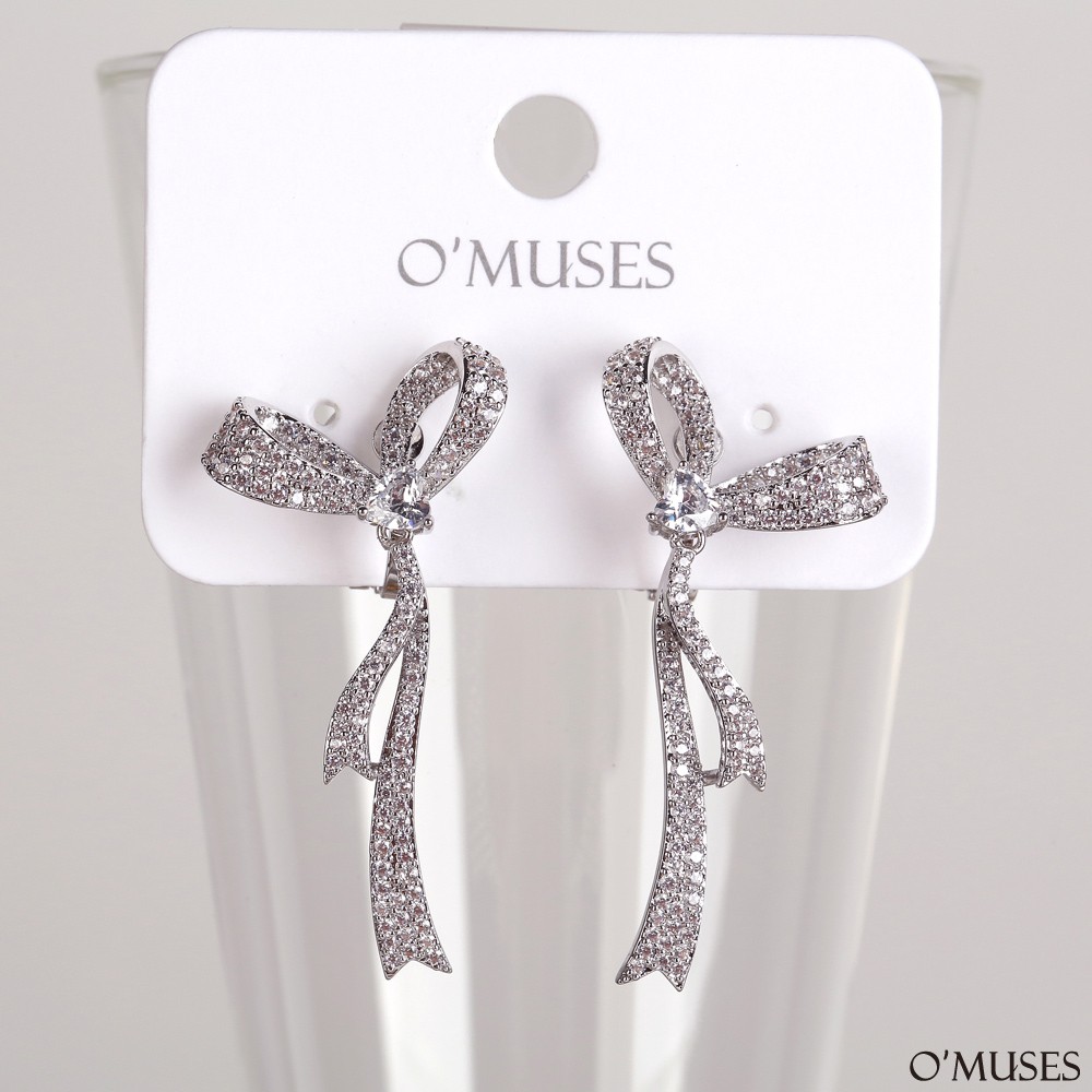蝴蝶結鑽飾針式耳環1-8015
