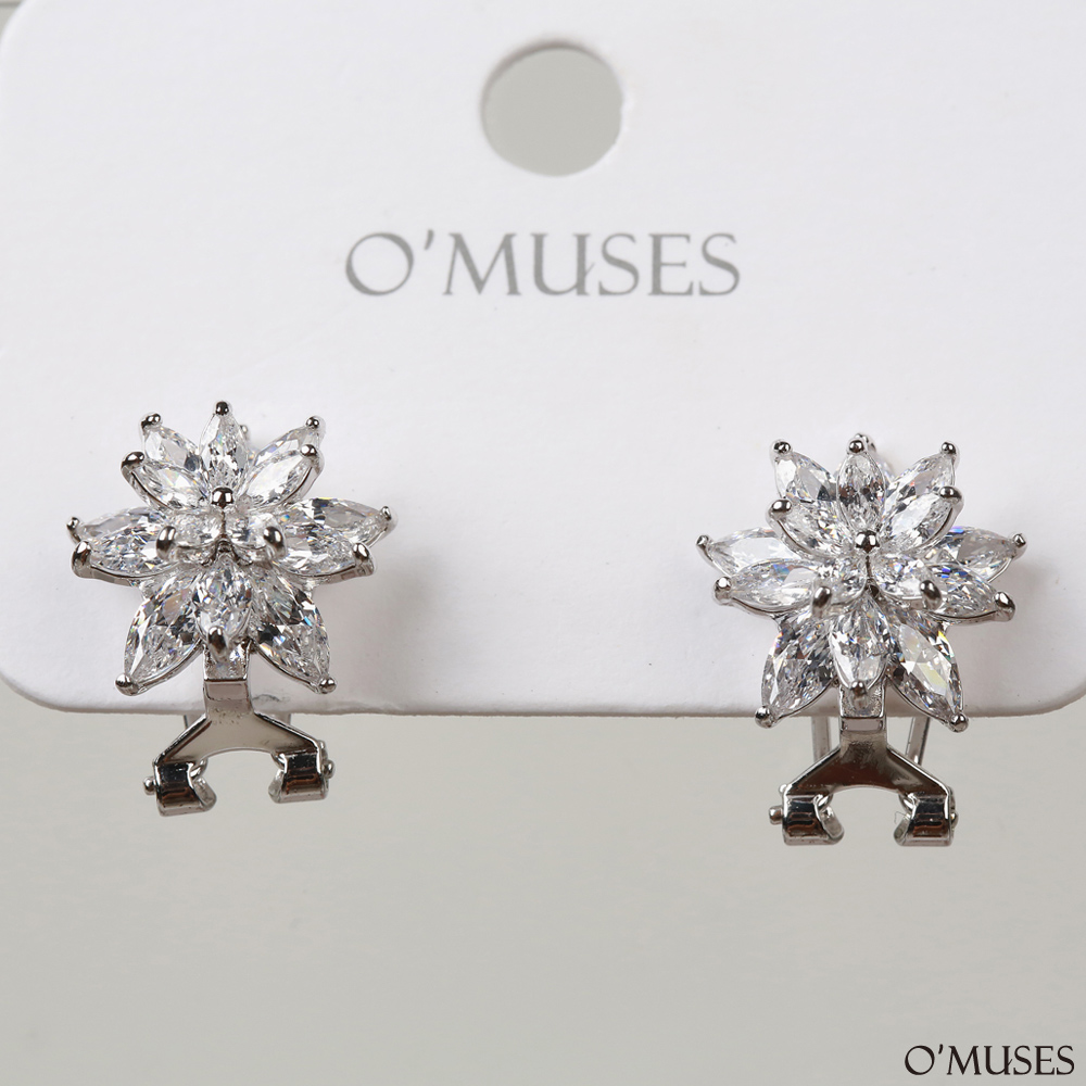 鋯石冰花針式夾式耳環21-7737
