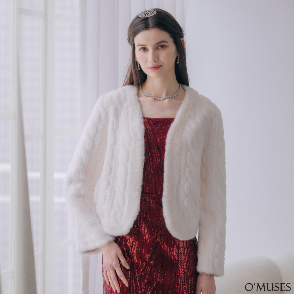 仿貂毛杏色保暖大衣外套11-F10-791