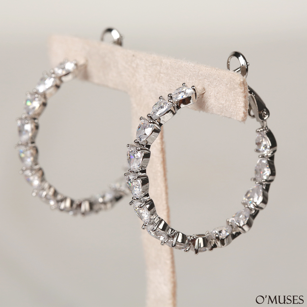 愛心鋯石針式耳環21-7800