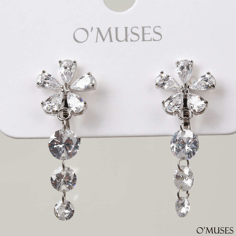 鋯石花朵夾式耳環21-7796