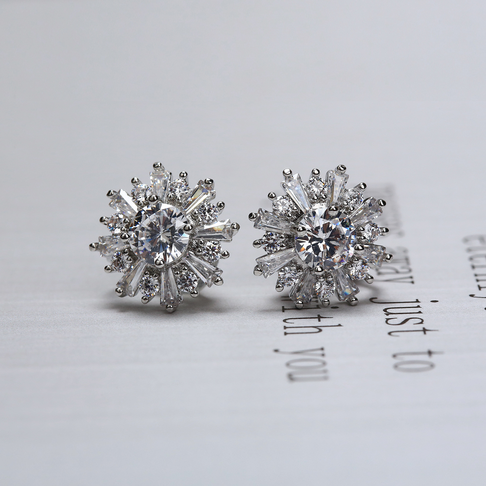 花朵亮鑽夾式耳環1162871K001 銀飾