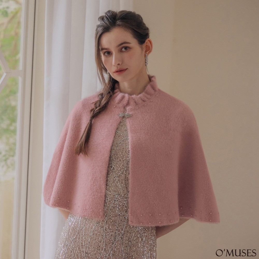 珍珠粉色斗篷披肩罩衫外套11-D802