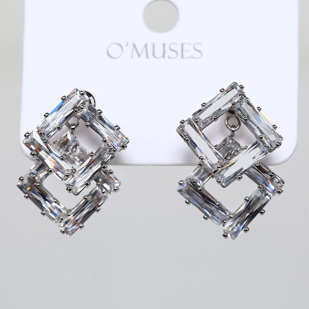 兩用方形T鑽針式耳環1323150K516銀飾