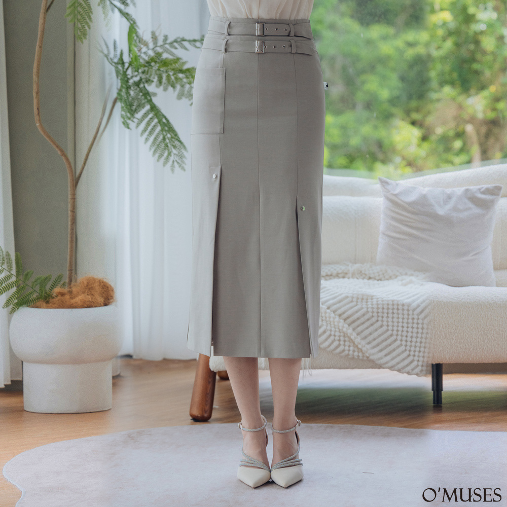 OL拼接灰色鉛筆裙13-32352