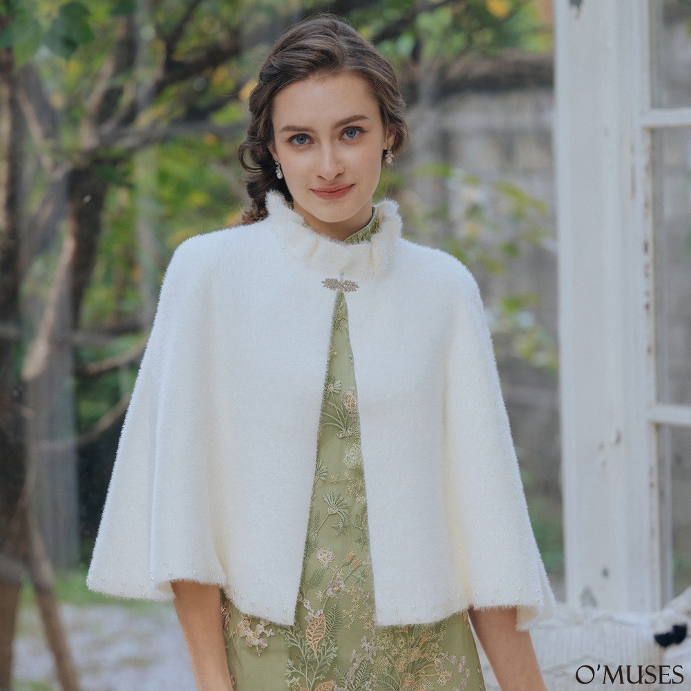 珍珠白色斗篷披肩罩衫外套11-D802