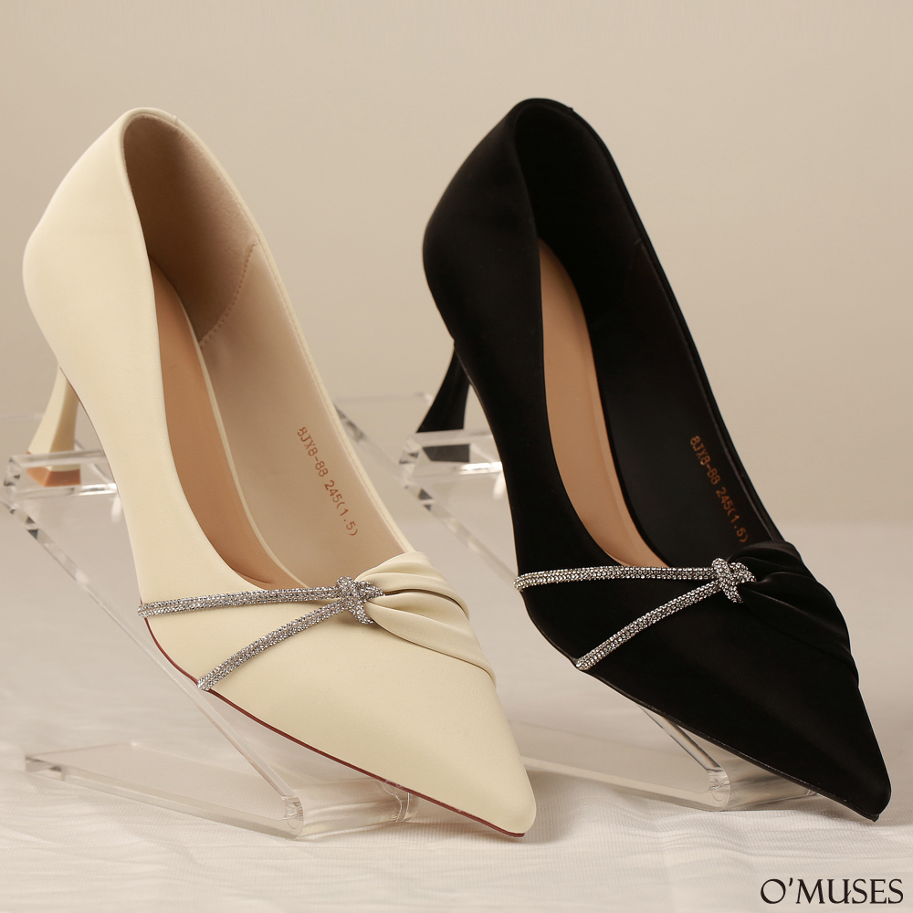 尖頭亮鑽輕奢宴會包鞋高跟鞋2-88 黑 白