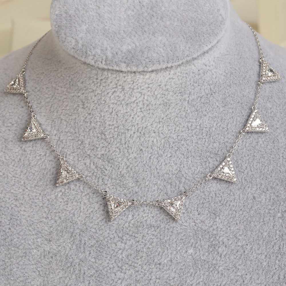 三角鋯石銀飾頸鍊項鍊21-019626