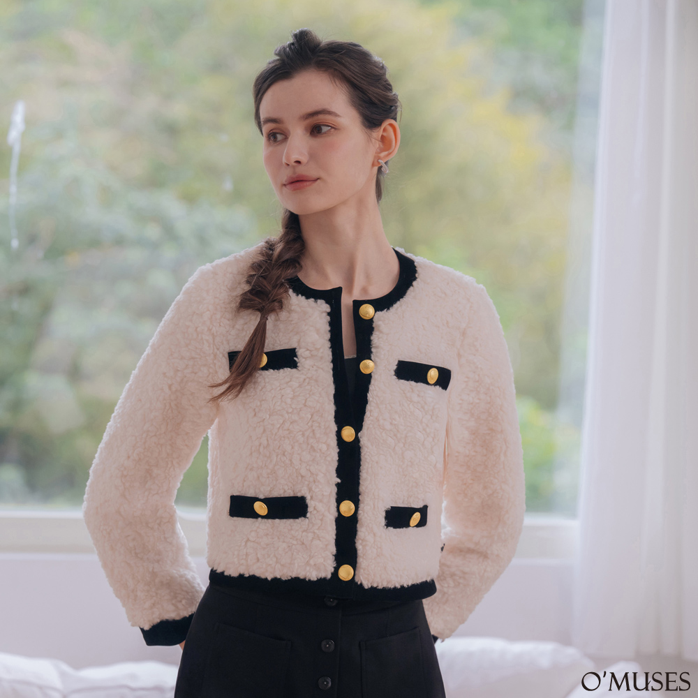 葵花絨米白色保暖大衣外套11-32343