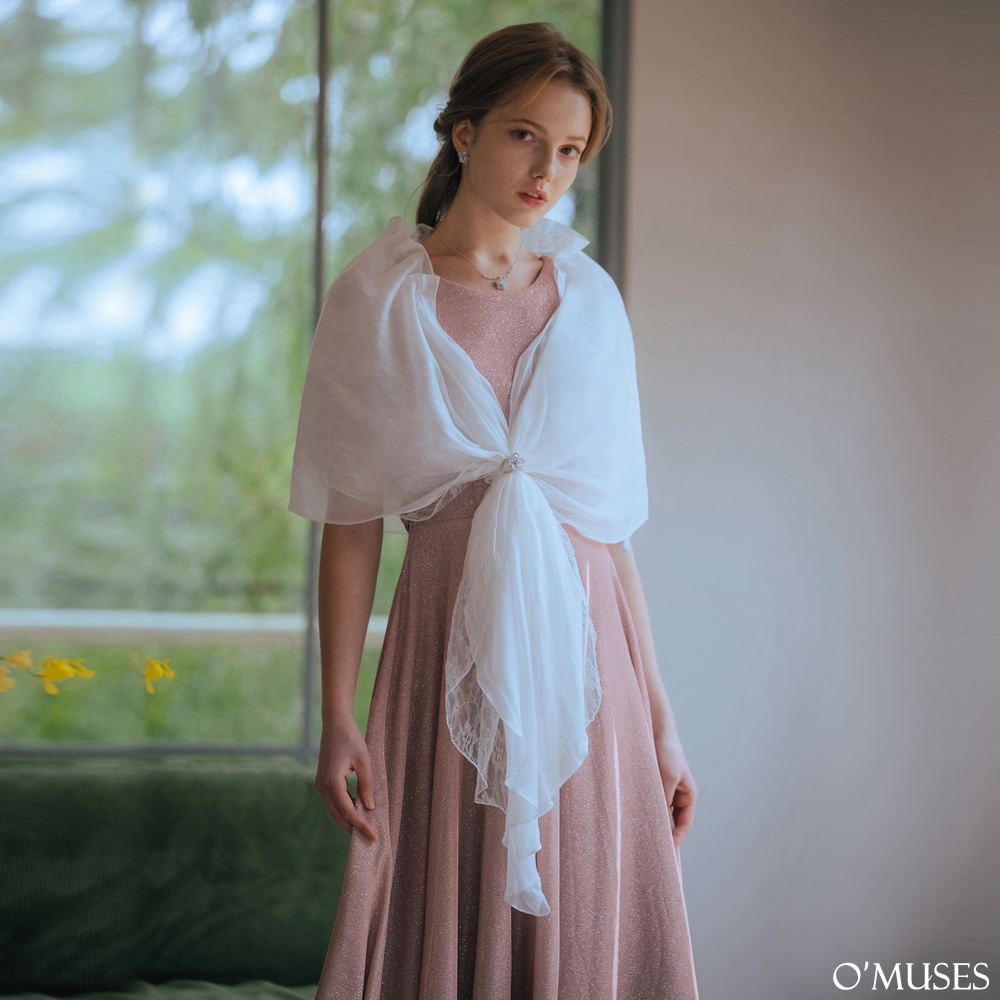 蕾絲雪紡白色披肩罩衫外套11-Y045