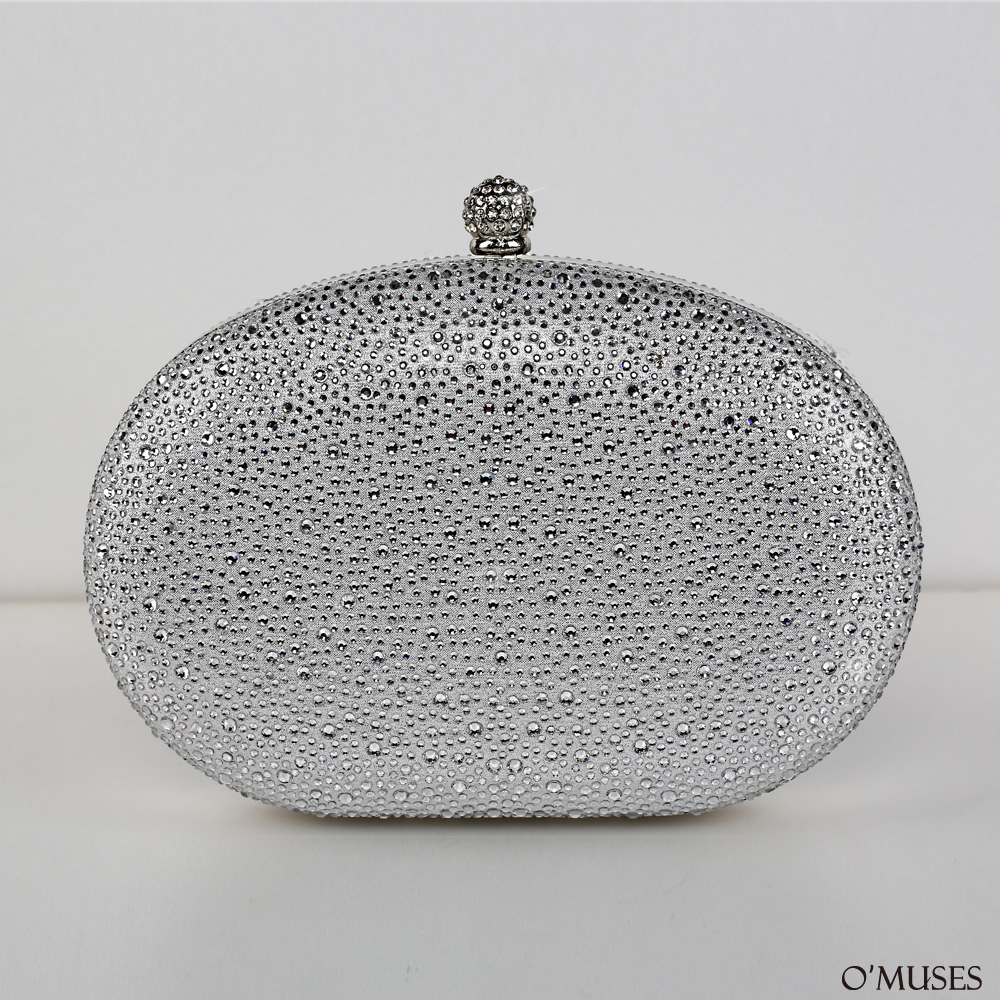 滿版水鑽手拿側背銀色晚宴包27-8011