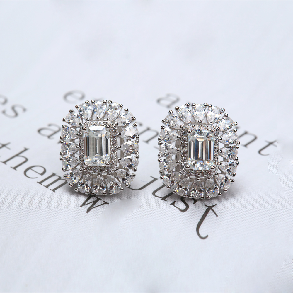 莫桑石針式耳環YA29592S0一克拉 銀飾