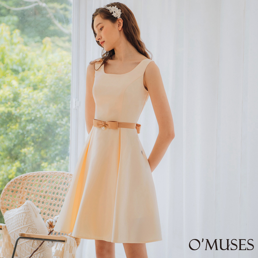 手工緞布伴娘杏色短禮服18-1920