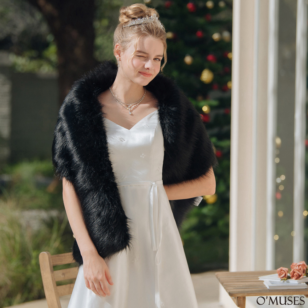 仿貂毛黑色大披肩罩衫11-2202